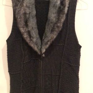Faux fur wool vest